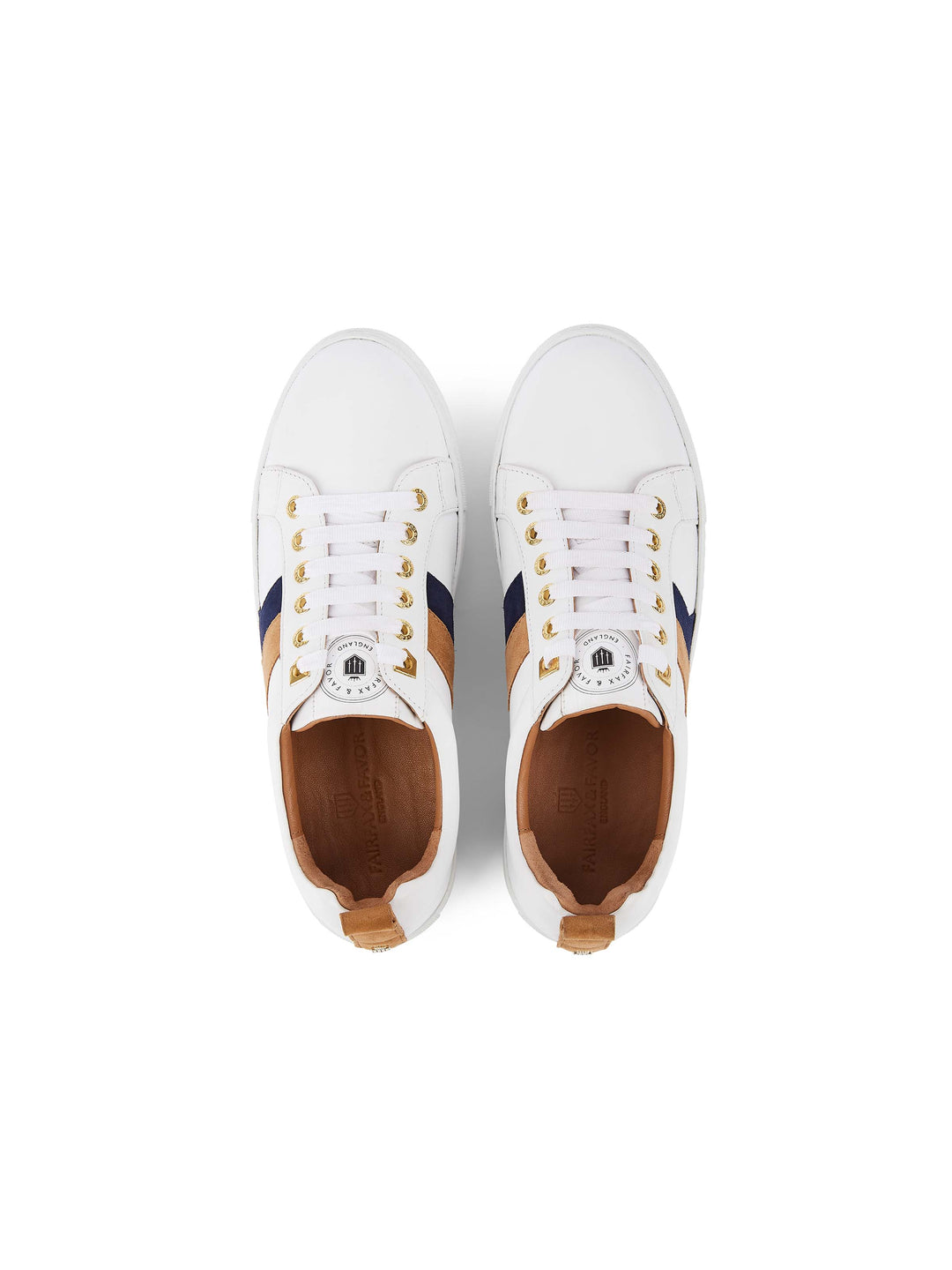 Alexandra - White - Tan & Navy - Trainers