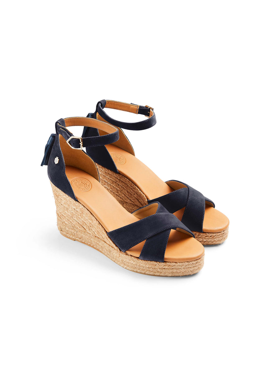 The Valencia - Women's Wedges Sandals - Navy Suede