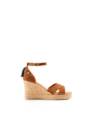 The Valencia - Women's Wedge Sandal - Tan Suede