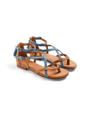 The Brancaster - In-store Exclusive Women's Sandal - Tan & Cornflower Blue Suede
