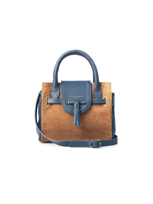 The Mini Windsor Handbag - Tan & Cornflower Blue