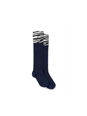 The Signature Ladies Knee High Socks - Navy & Zebra